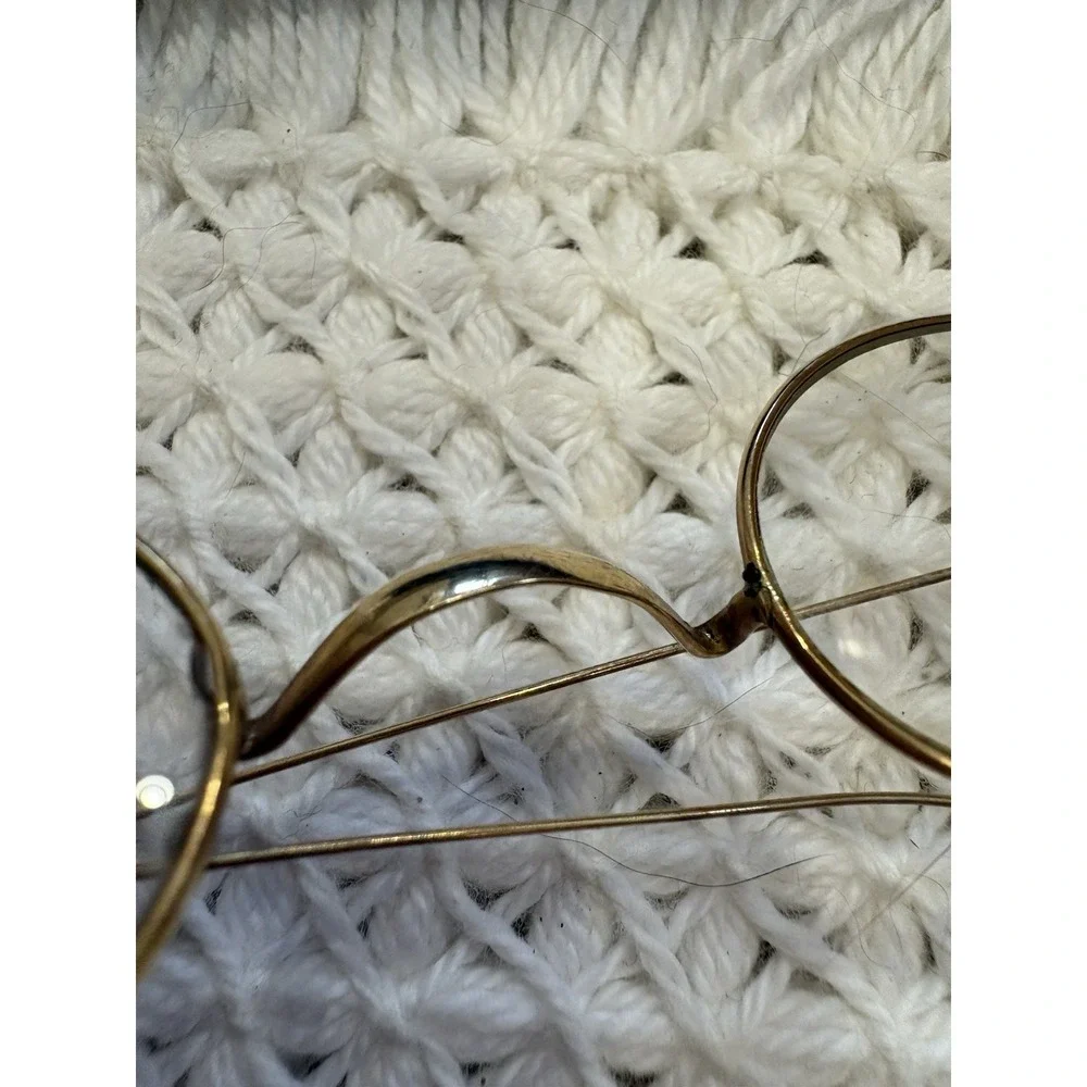 Vintage Antique Wire 12k Gold Rim Eye Glasses w/ Case Eyeglass And Note 11 Grams
